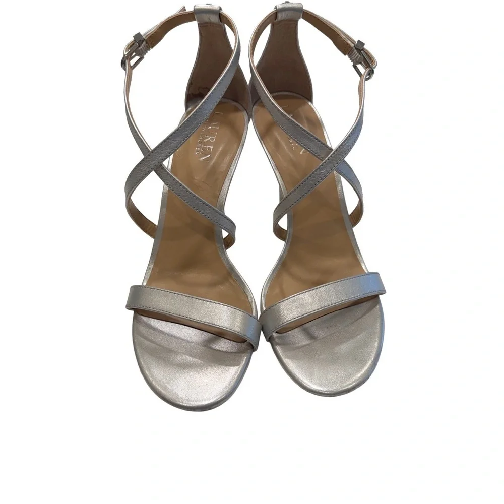 Coach Strappy High Heel Sandals Silver Sz 8.5 B EUC